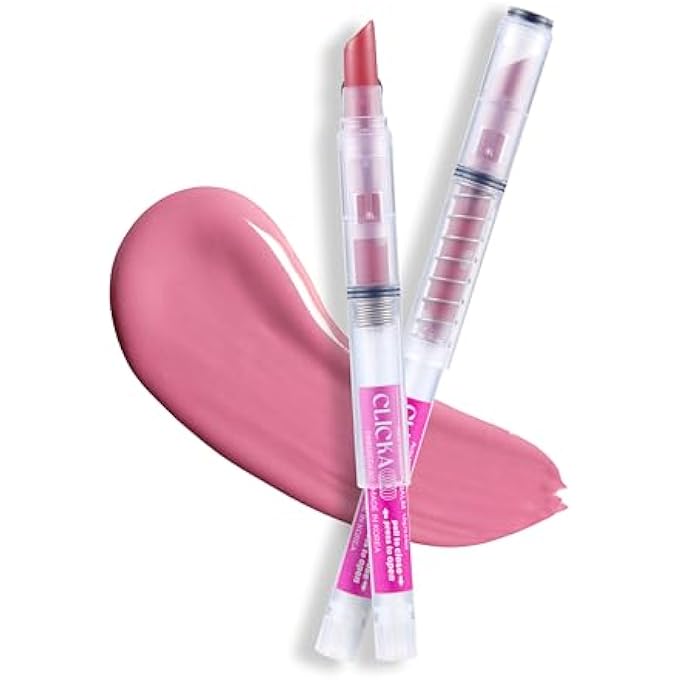 CLICKA ONE-TOUCH RETRACTABLE TINTED LIP BALM, MOISTURIZING LIP GLOSS WITH MENTHOL (ROSE PINK) KOREAN LIP CARE - Image 1